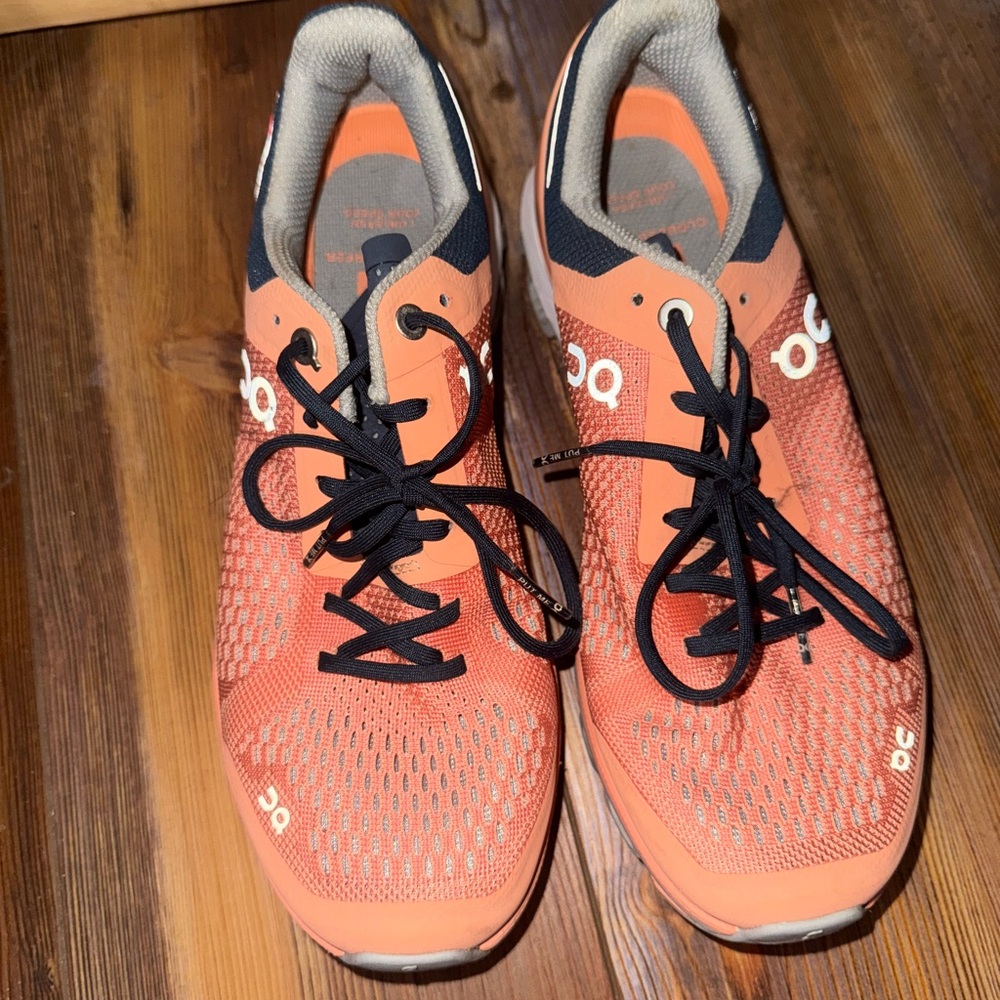 On Cloud Running Orange and Black Athletic Shoes